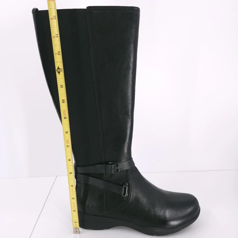 Jambu Taylor Knee High Leather Black‎ Booties Buckle Zip Womens Size 7.5 M